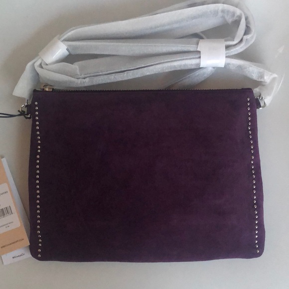 NWT $148 Rebecca Minkoff Jon Suede Leather Purple Silver Studded Crossbody Bag! - Picture 6 of 10